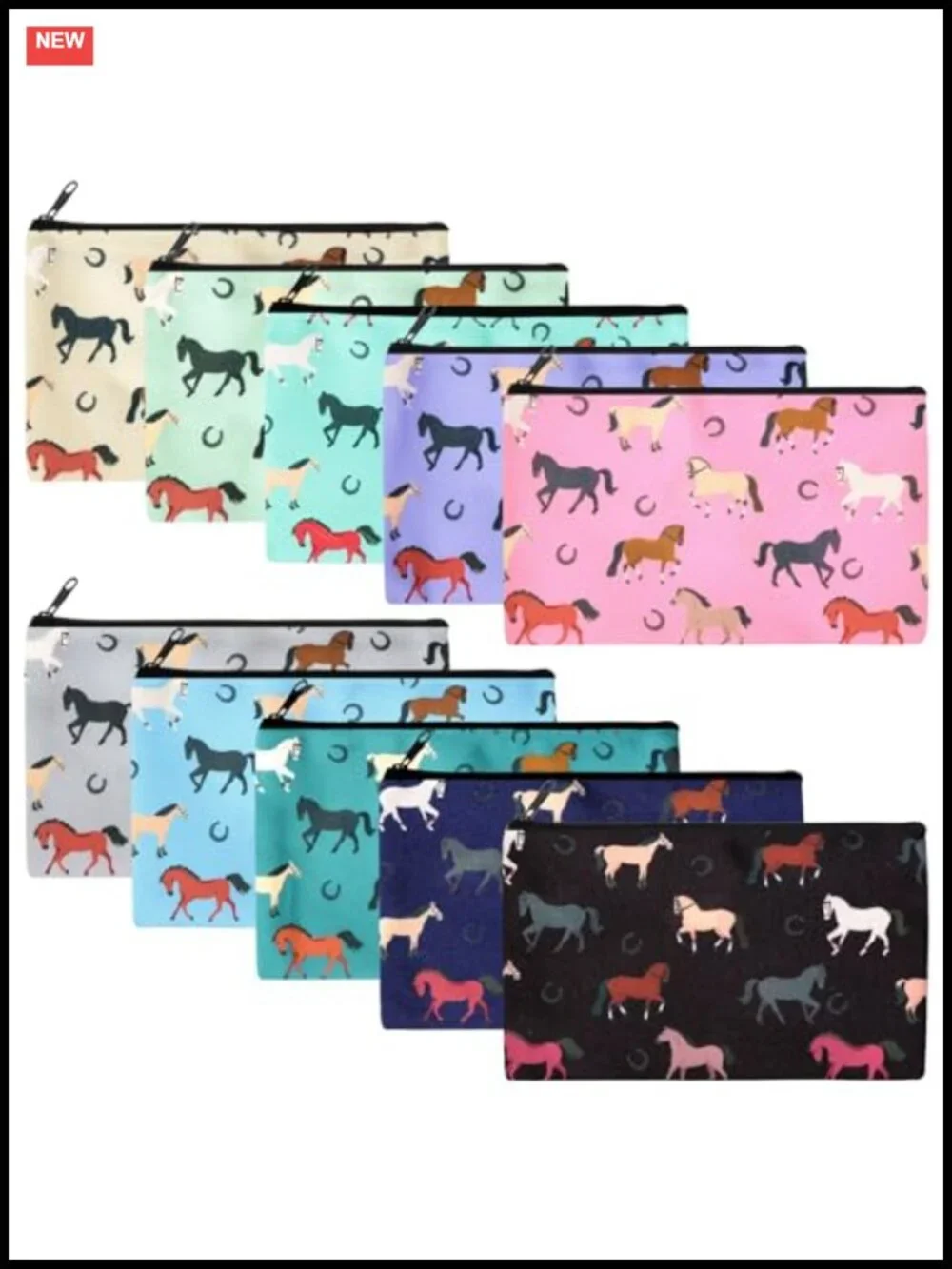 20 Pcs Horse Makeup Bags Zipper Pouch Travel Toiletry Organizer Cosmetic Bag